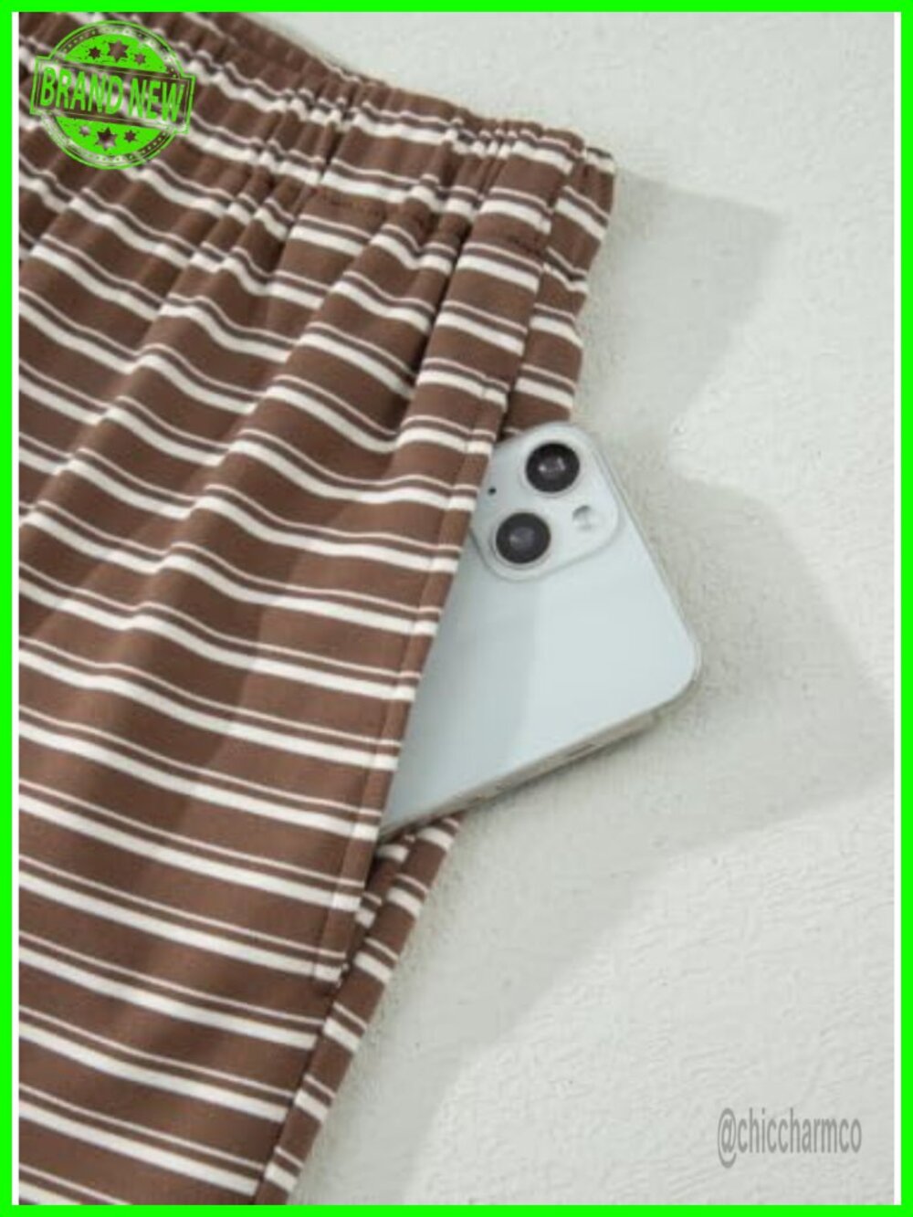 Maternity 2 Piece Lounge Set Striped Long Sleeve Sleepwear with Pockets - Picture 6 of 6